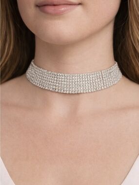 😍SHOW SPECIAL Joe Fresh NWT Crystal Silvertone Choker